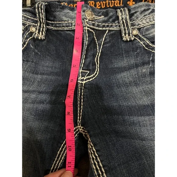 Rock Revival Lonnie Easy Boot Jeans Lonnie 28x32 Dark Wash Embellished Pockets - Picture 8 of 9